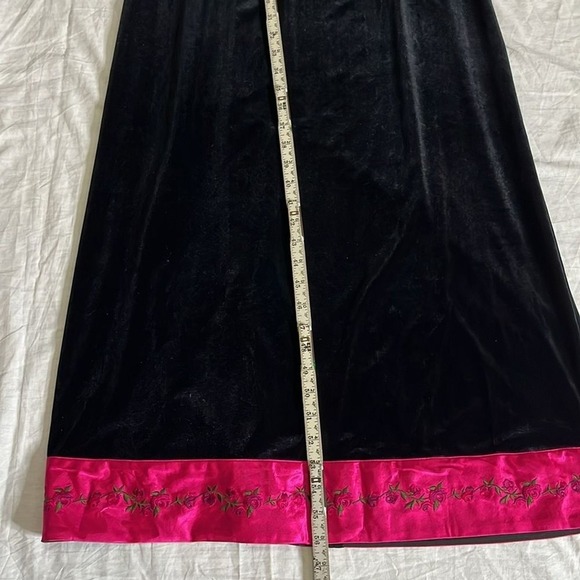 Vintage Papell Boutique Velvet Strapless Gown 8 Embroidery 90's Y2K Whimsigoth - Picture 12 of 14